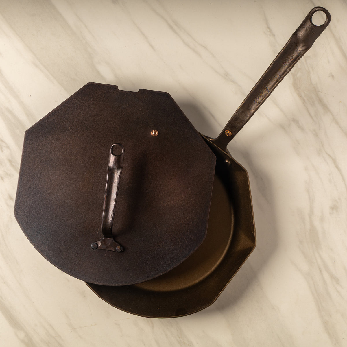 8",10",12" Hybrid Carbon Steel Skillets Set - Hand Forged