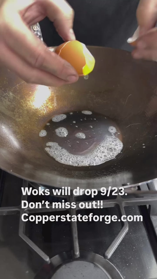 Carbon Steel Wok - Hand Forged and Spun. 13.5”